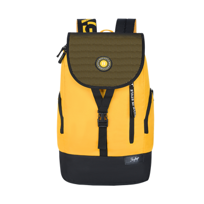 Skybags Grad Pro Yellow Adult Unisex Backpack With Flap Opening 