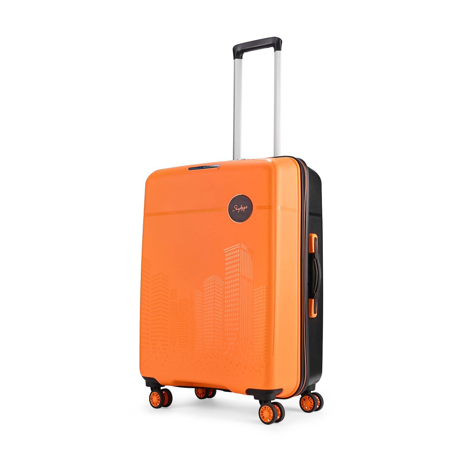 SKYBAGS CITYSCAPE HARD CASE MEDIUM CHECKIN LUGGAGE TROLLEY BAG VIBRANT ORANGE