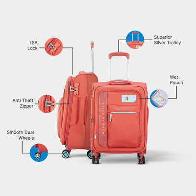 Anti Theft Coral Luggage Bag From Skybags 