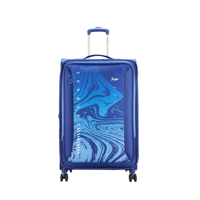 Skybags Swirl Blue Luggage Bag With Push Trolly Button