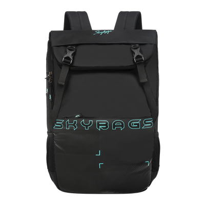 Skybags Xelius Plus Black Backpack With Unique Top Flap Opening Construction