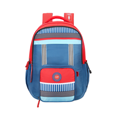 Skybags Woke Pro Red Blue Backpack With 1 Front Pocket 