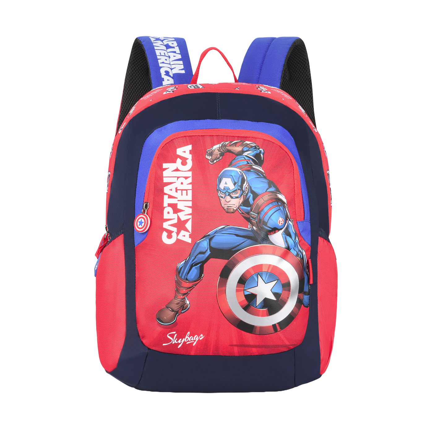 Buy Skybags School Backpack 30L With Rain Cover, 3 Spacious Compartments,  Quick Access Front Pocket, ID Tag & Captain America Marvel Print | Navy |  Disney at Amazon.in