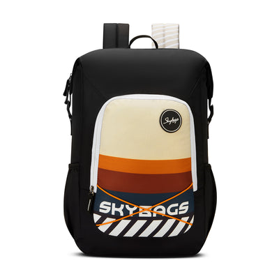 Skybags Yolo Black , Laptop Backpack, unisex, casual bag, Side bottle pocket, organiser, 2 compartment, 35 litres, Light weight bag, backpack for Men Women, 1 Year International Warranty