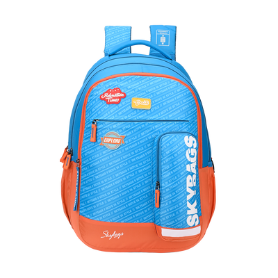 Skybags Woke Pro Orange Blue Unisex Backpack With Hidden Pocket