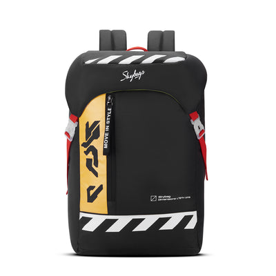 Skybags Yolo Pro Black, Laptop backpack, 29L, Spacious, Unisex, Flap Opening, 2 Compartment, Secret Pocket, organiser, Rain Cover, Korean bag, Backpack for Men Women, 1 year International Warranty