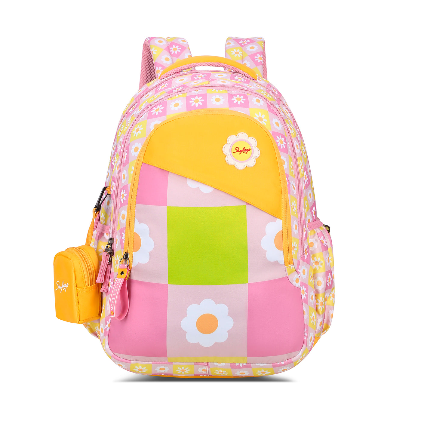 PEARL 01 SCHOOL BACKPACK PINK YELLOW