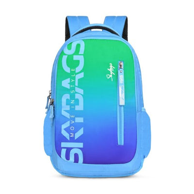 Skybags New Stream Blue Zipper Backpack With Front Pocket