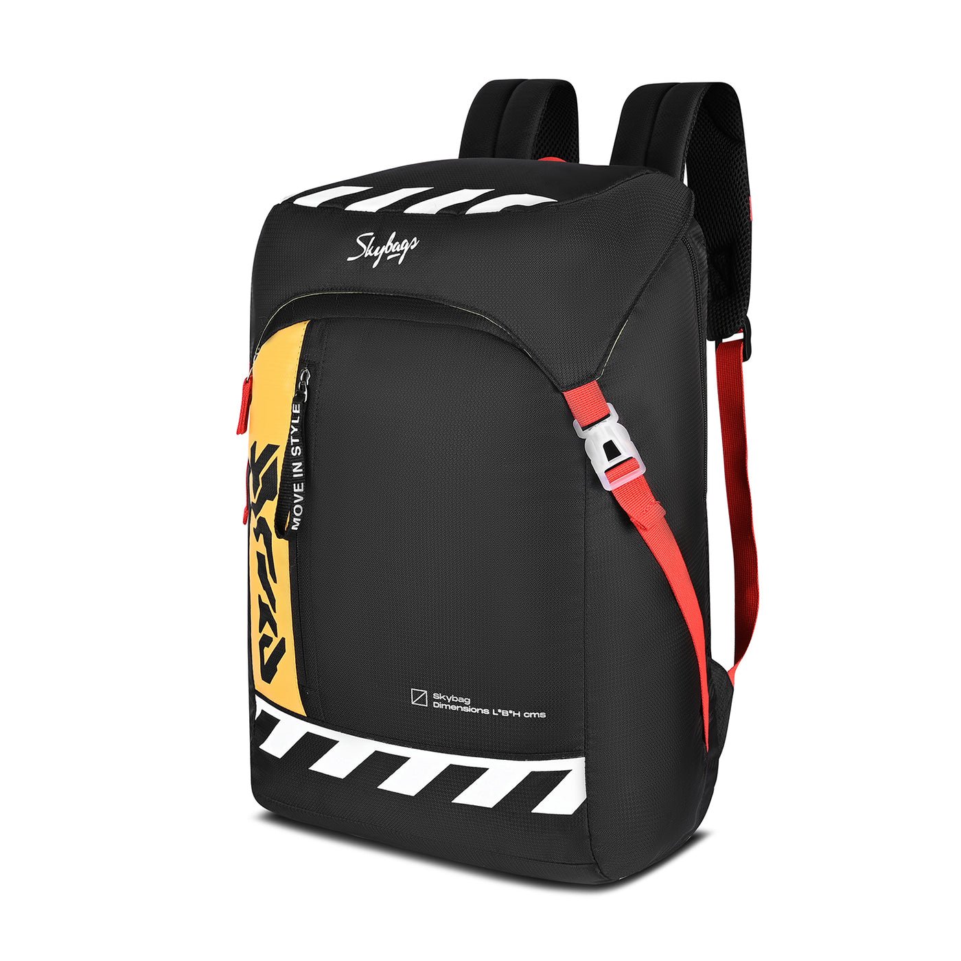 Skybags Yolo Pro Black, Laptop backpack, 29L, Spacious, Unisex, Flap Opening, 2 Compartment, Secret Pocket, organiser, Rain Cover, Korean bag, Backpack for Men Women, 1 year International Warranty