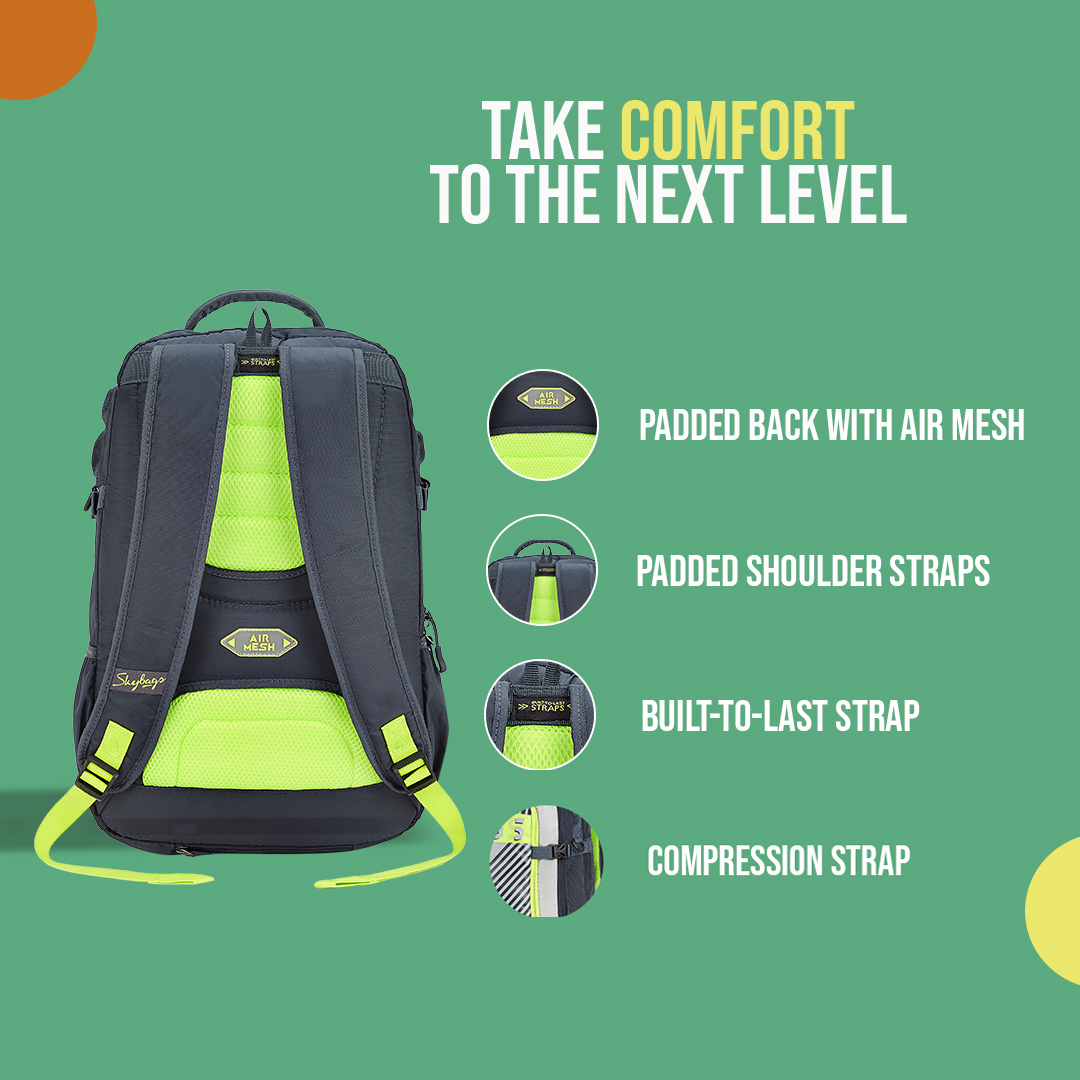 Skybags Cruze XL College Laptop Backpack Grey