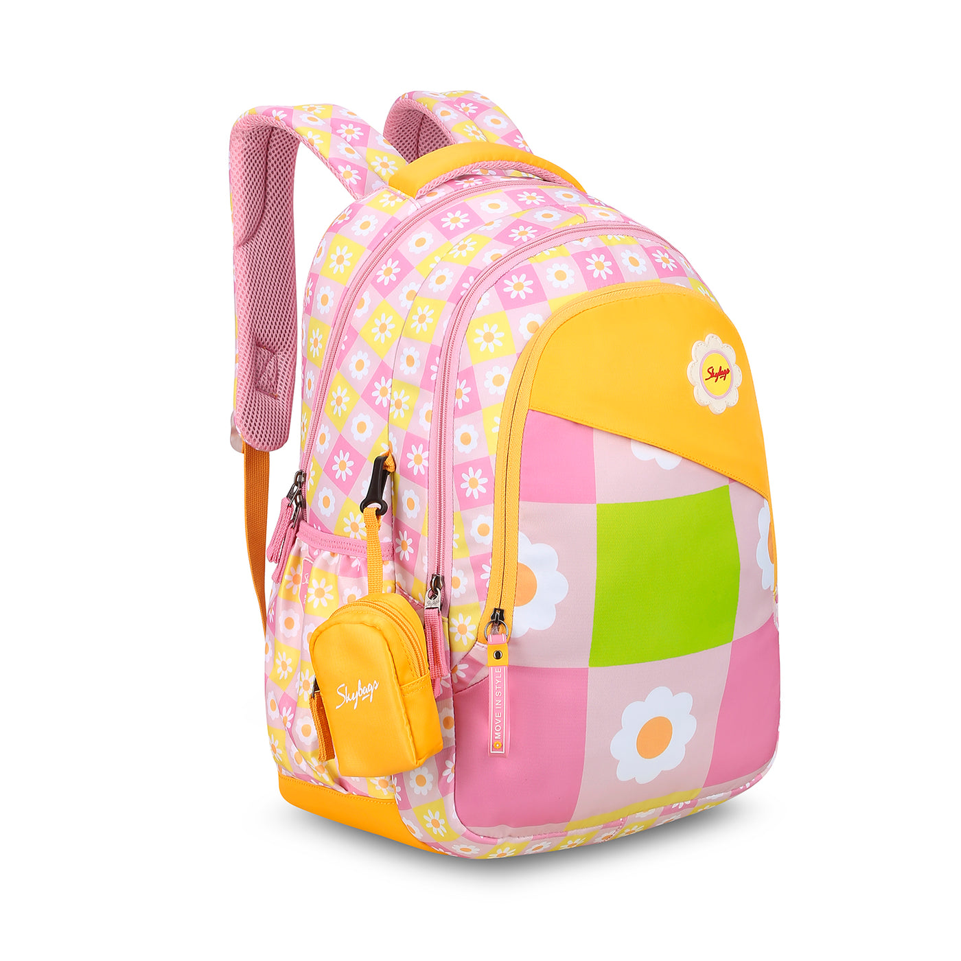 PEARL 01 SCHOOL BACKPACK PINK YELLOW