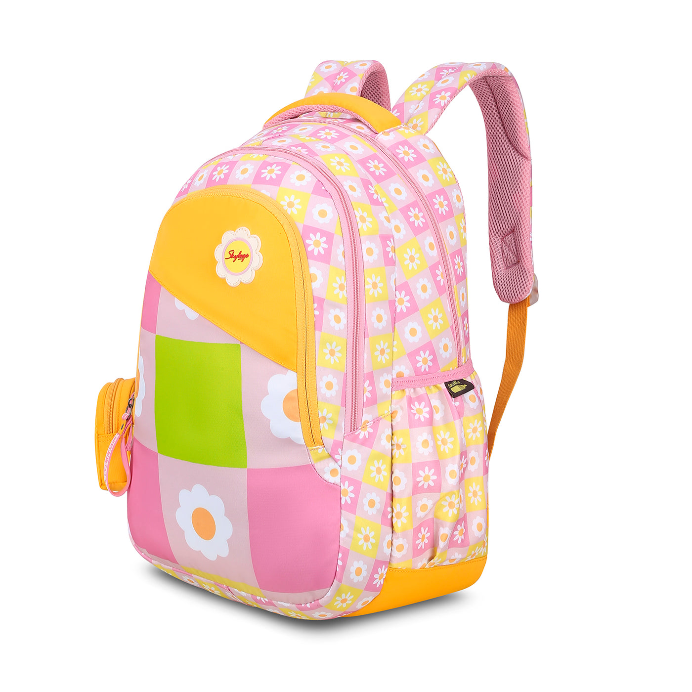 PEARL 01 SCHOOL BACKPACK PINK YELLOW