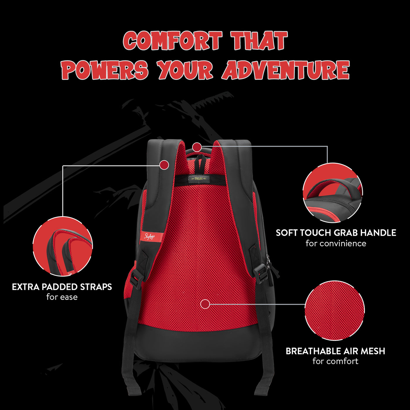 Skybags KYRO 02 SCBP KATANA RED BLACK