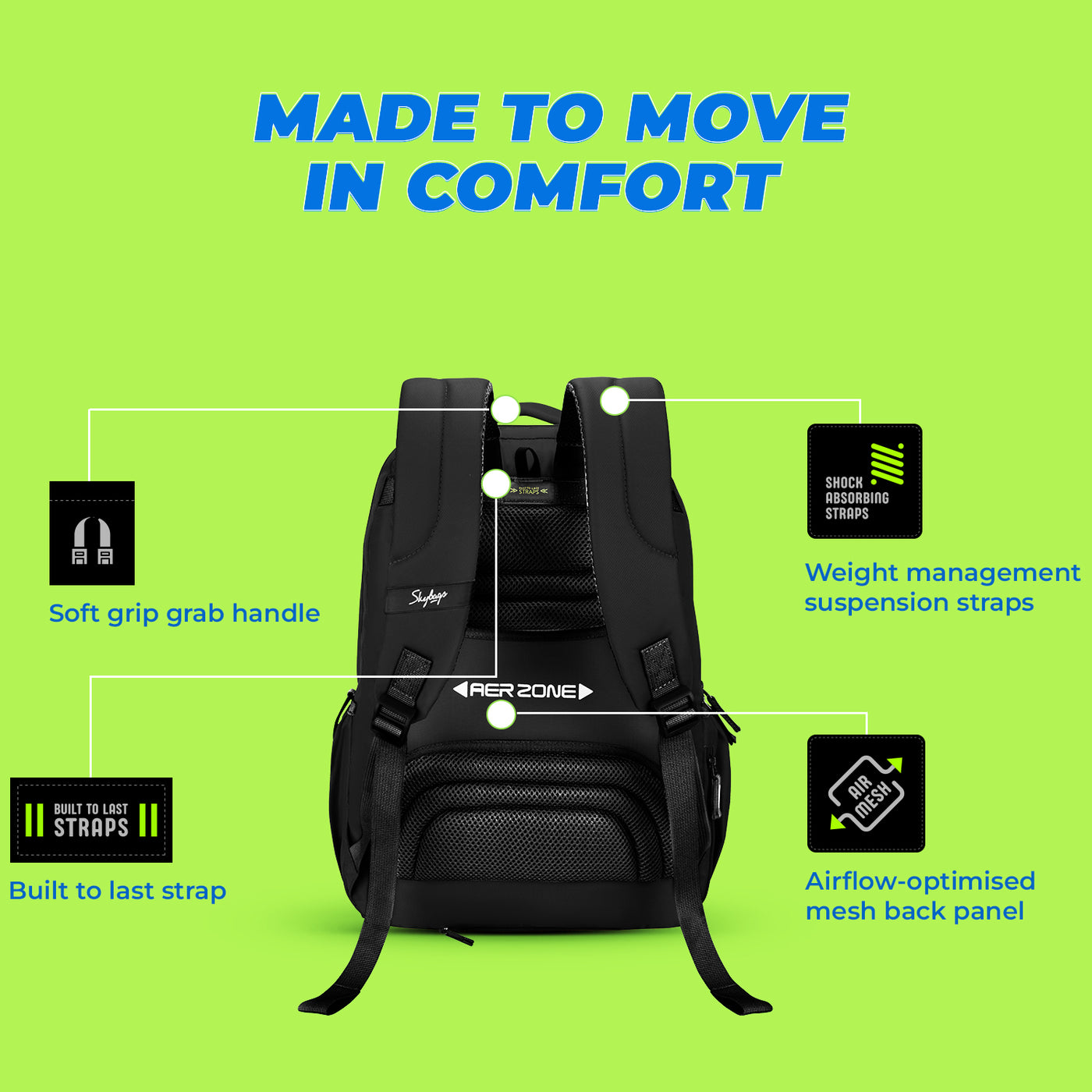 Skybags Sonic Pro School Backpack, 42L, 3 Compartments, Insulated Tiffin Compartment, Laptop Bag, Organizer + File Sleeve, for Boys & Girls Water Resistant, Lightweight