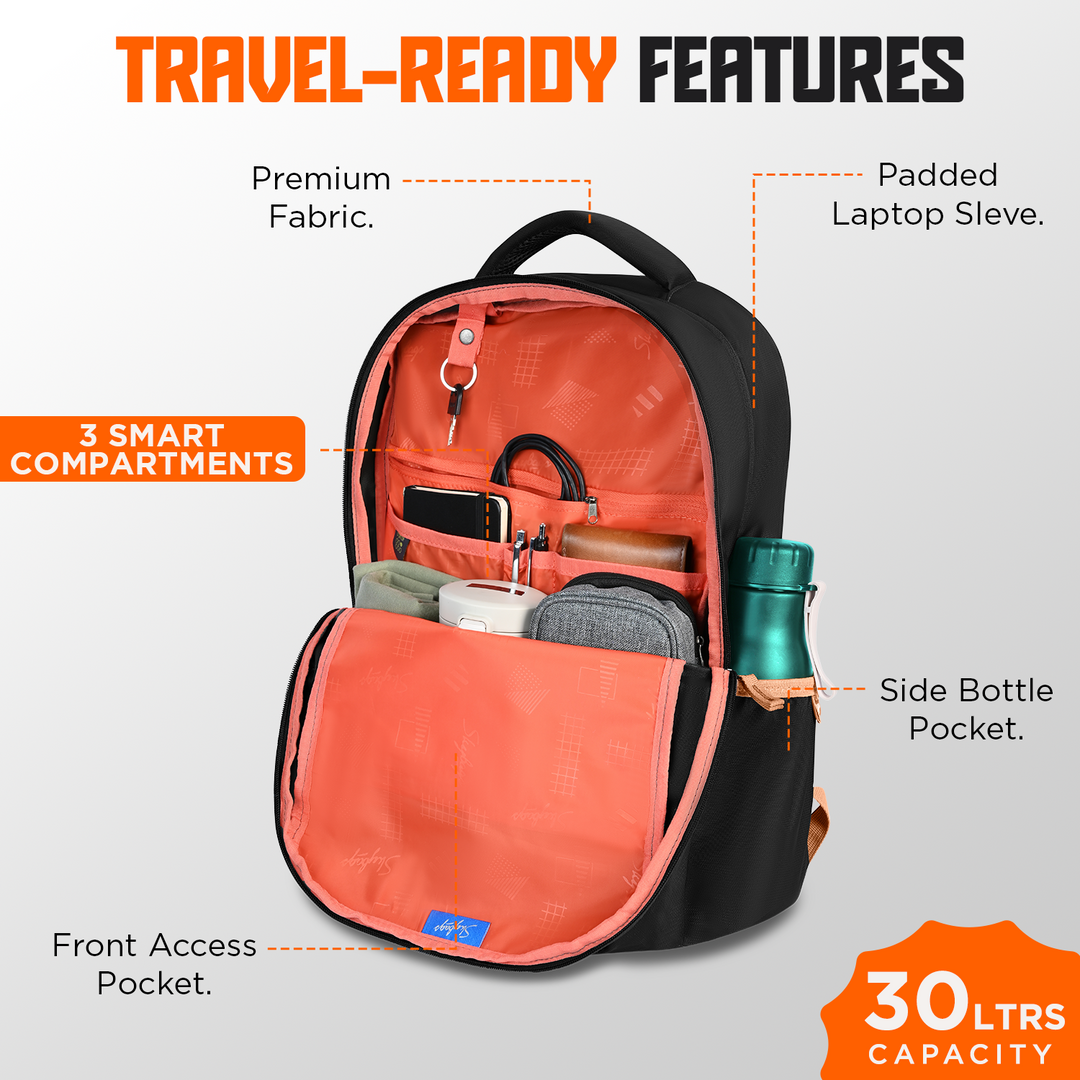 Skybags ZYNEX 30L LAPTOP BACKPACK 01 BLACK