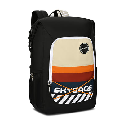 Skybags Yolo Black , Laptop Backpack, unisex, casual bag, Side bottle pocket, organiser, 2 compartment, 35 litres, Light weight bag, backpack for Men Women, 1 Year International Warranty