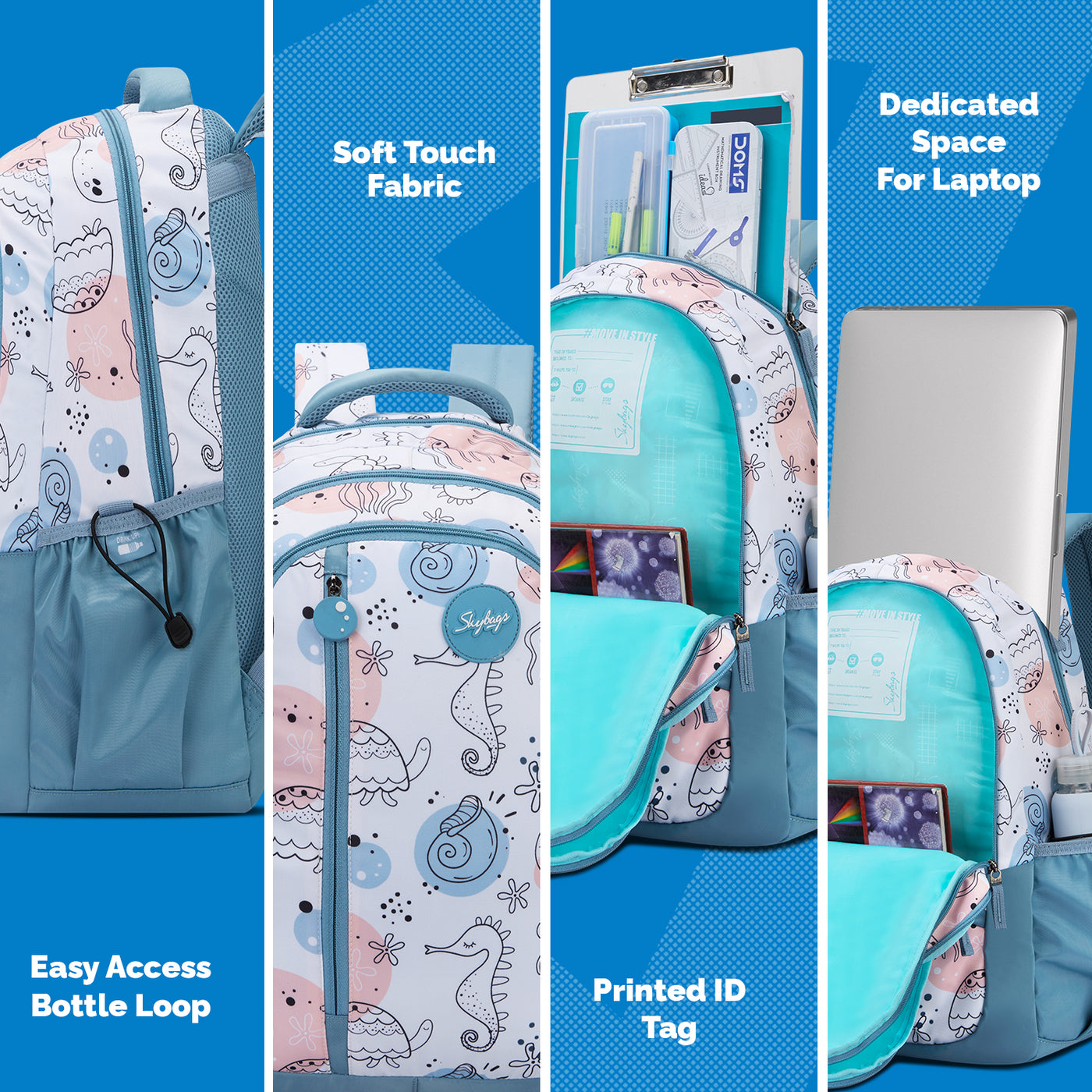 Skybags CHARM 01 SCHOOL BACKPACK CAMEO BLUE