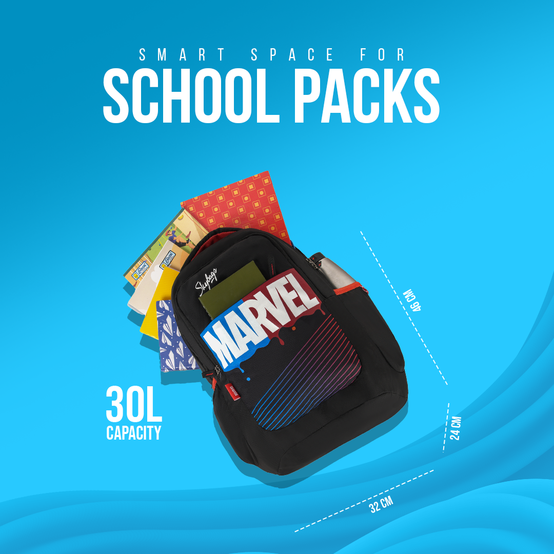 Skybags Marvel  School Backpack Black