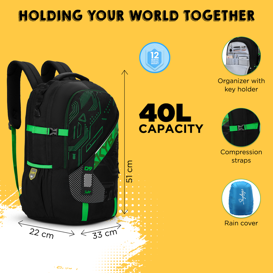 VESPER 40L LAPTOP BACKPACK 01 E BLACK Skybags