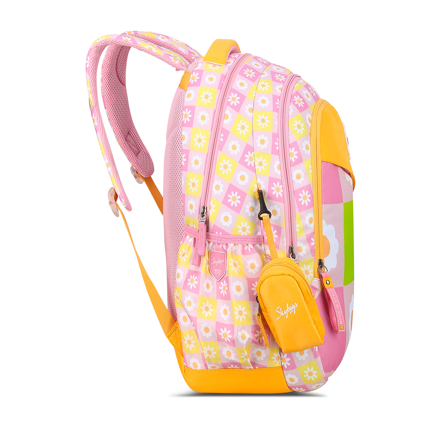 PEARL 01 SCHOOL BACKPACK PINK YELLOW