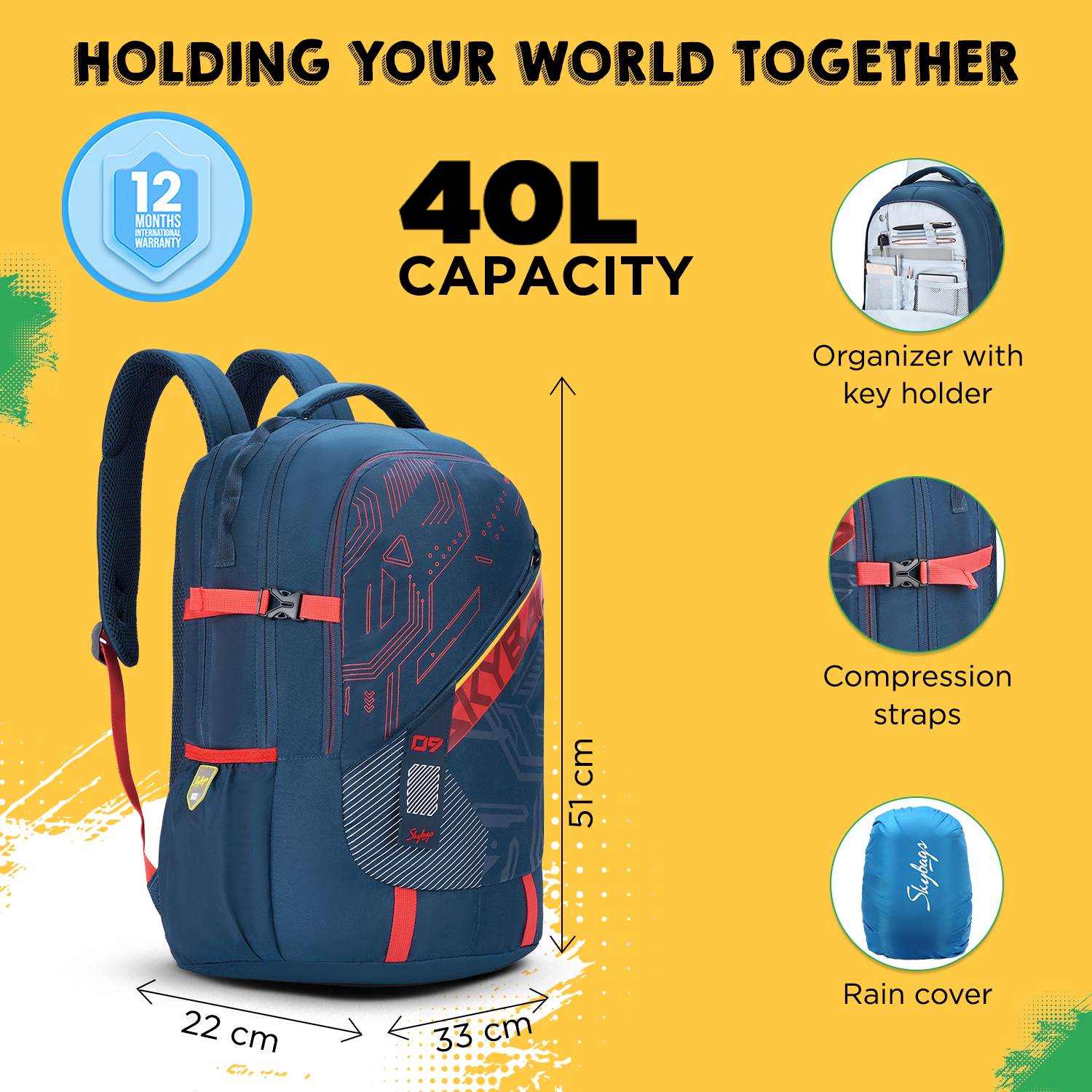 VESPER 40L LAPTOP BACKPACK 02 E NAVY Skybags