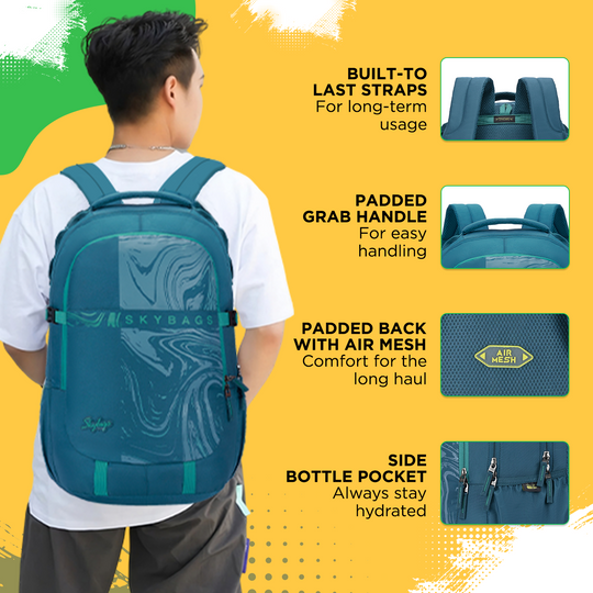 VESPER 40L LAPTOP BACKPACK 03 E TEAL Skybags