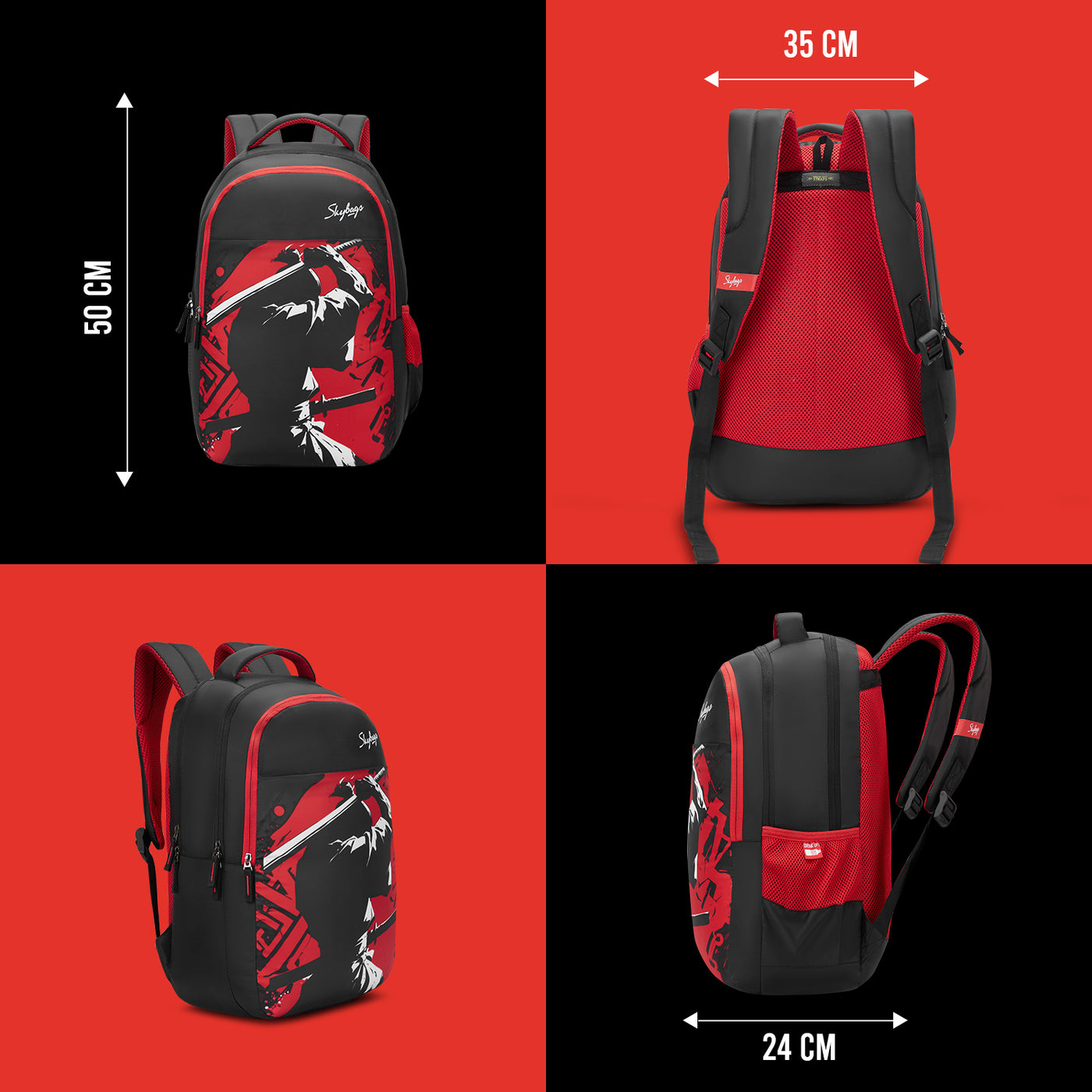 Skybags KYRO 02 SCBP KATANA RED BLACK