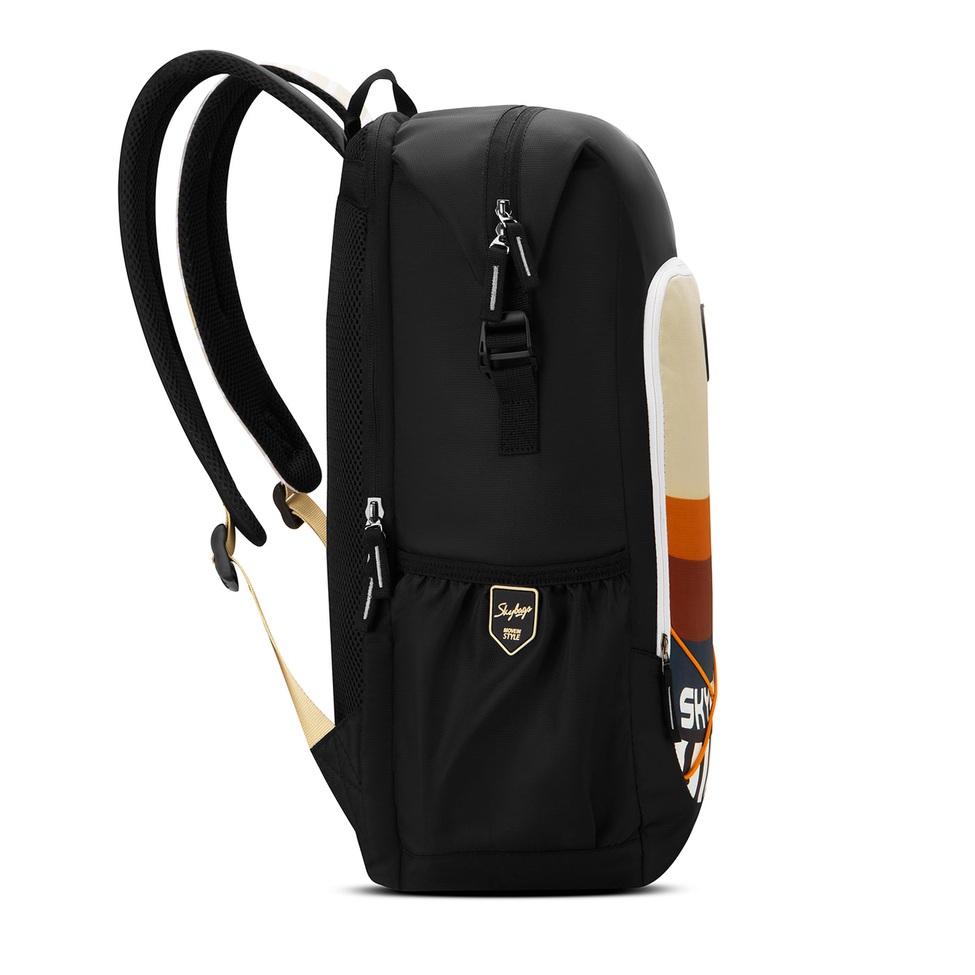 Skybags Yolo Black , Laptop Backpack, unisex, casual bag, Side bottle pocket, organiser, 2 compartment, 35 litres, Light weight bag, backpack for Men Women, 1 Year International Warranty