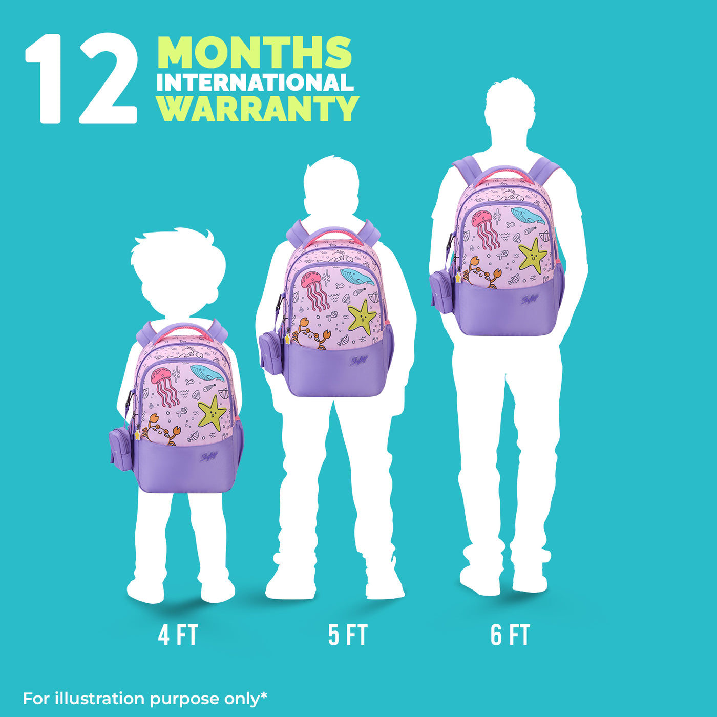 SKYBAGS|Ruby |Purple|School Bag for kids| School Bag for girl|3 Compartments|2 side bottle pockets|22 Litres|Soft Feel Fabric