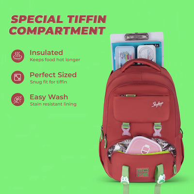 Skybags Sonic Pro School Backpack, 42L, 3 Compartments, Insulated Tiffin Compartment, Laptop Bag, Organizer + File Sleeve, for Boys & Girls Water Resistant, Lightweight