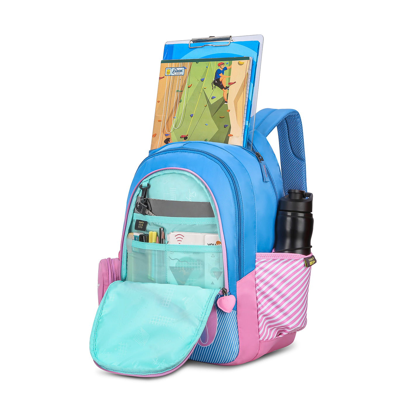 PEARL 05 SCHOOL BACKPACK BLUE PINK