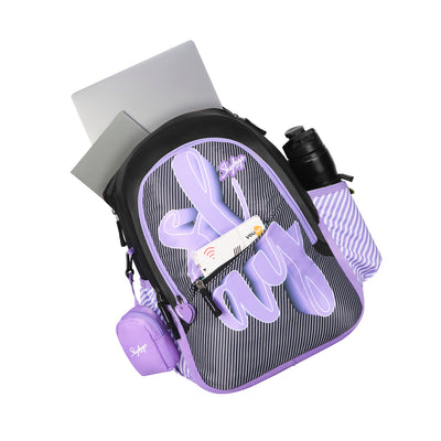 PEARL 06 SCHOOL BACKPACK BLACK PURPLE