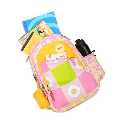 PEARL 01 SCHOOL BACKPACK PINK YELLOW