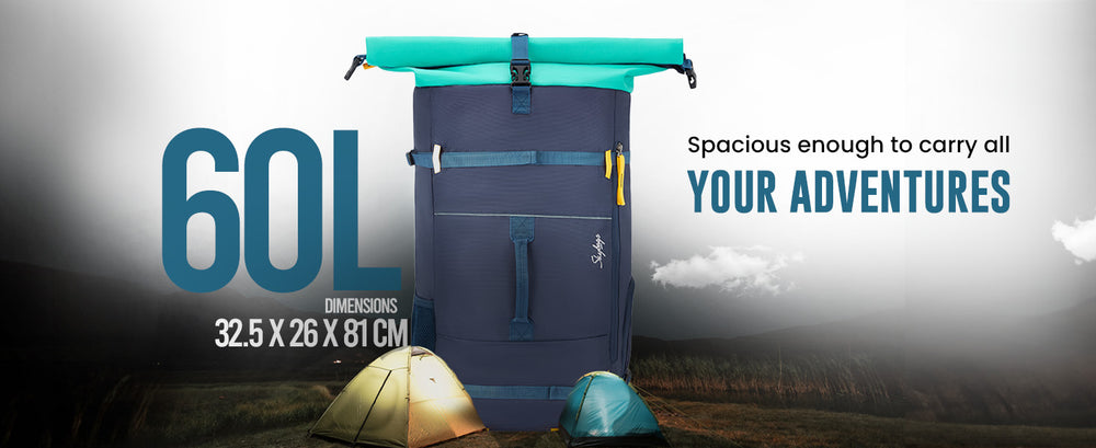Skybags Hawk 02 Rucksack 60L Teal A+ Banner 4