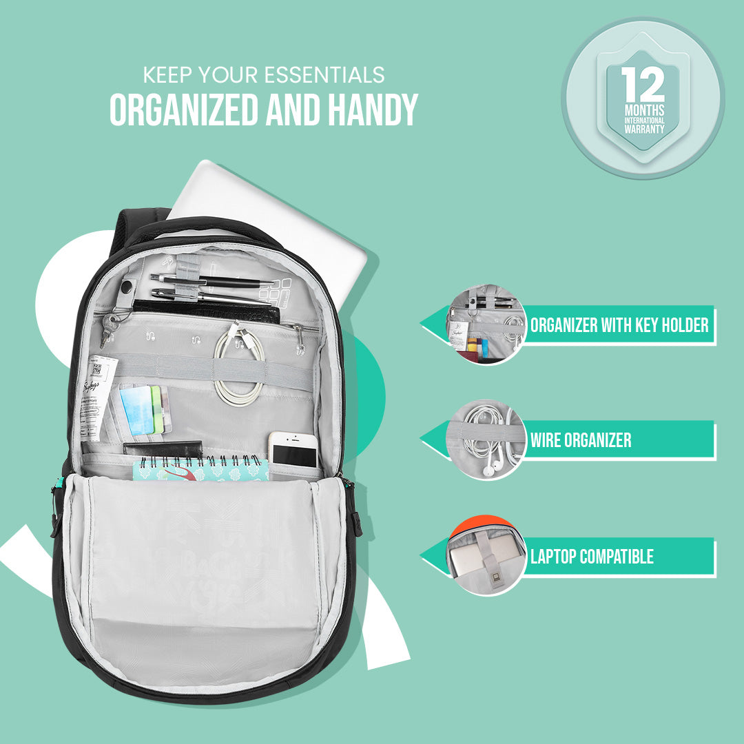 Skybags Fox Business Pro Laptop Backpack (H) Black