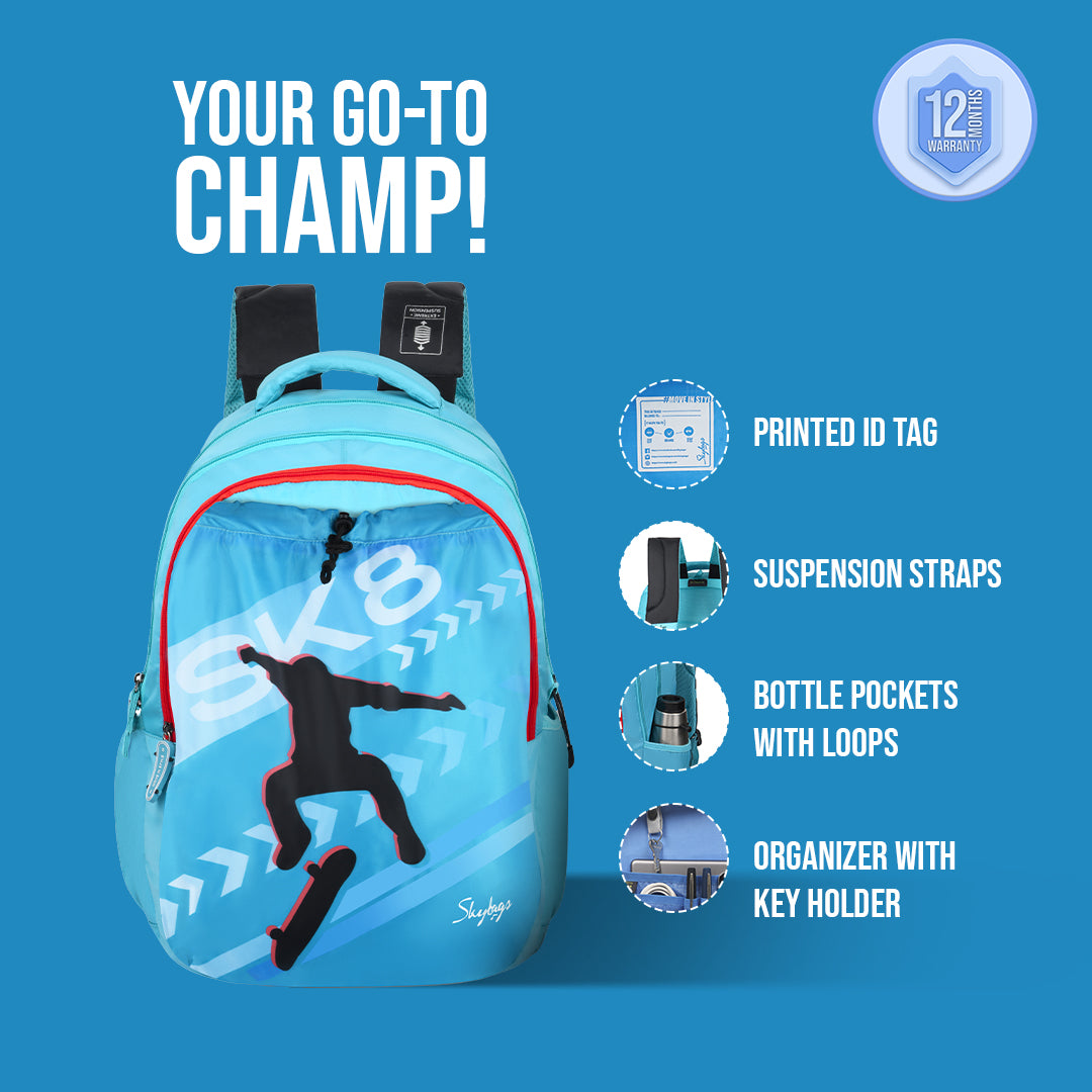 Skybags Squad Nxt 03 School Backpack Sky Blue - Main Image
