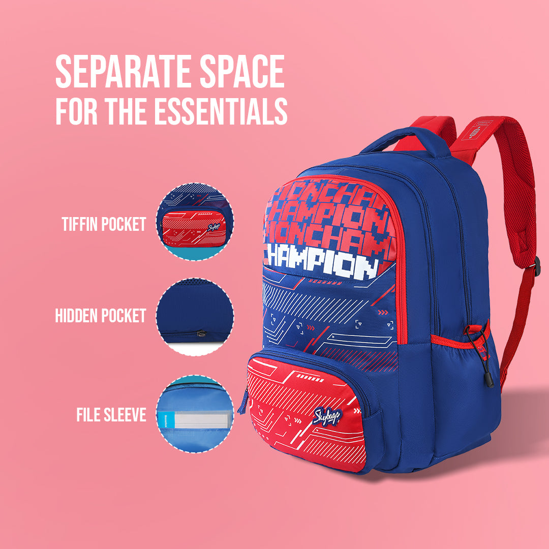 Skybags Squad Nxt 01 School Backpack Blue - Main Image