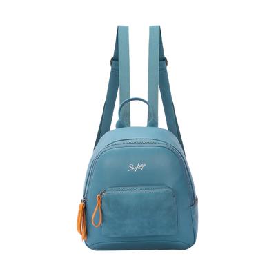 Skybags Aura Blue Zipper Backpack