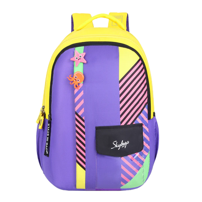 Skybags Maze Pro Yellow Purple School Backpack