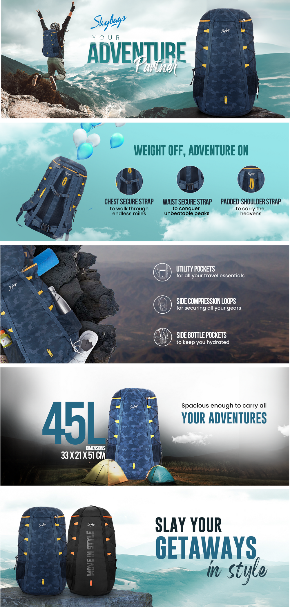 Skybags Hawk 01 Rucksack 45L A+ Banner