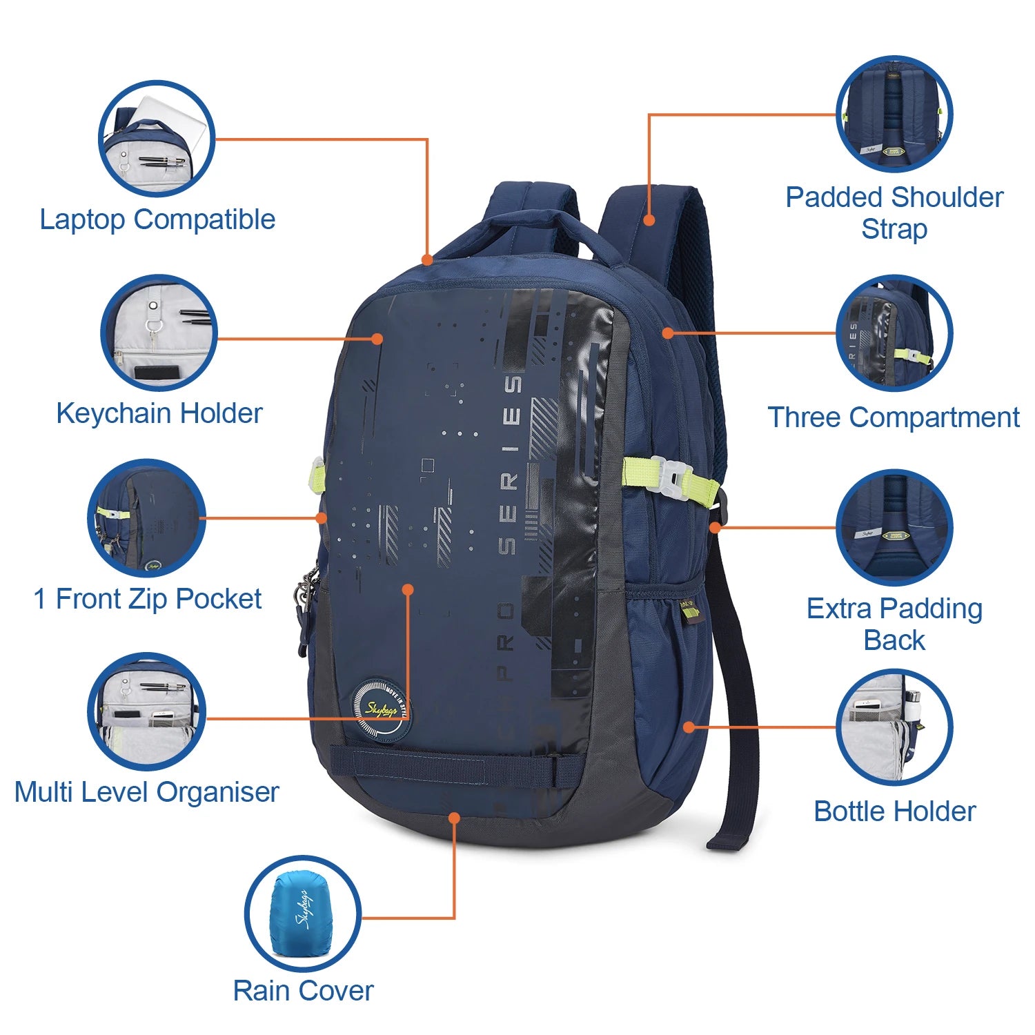 Skybags Valor Pro 01 Laptop Backpack Navy